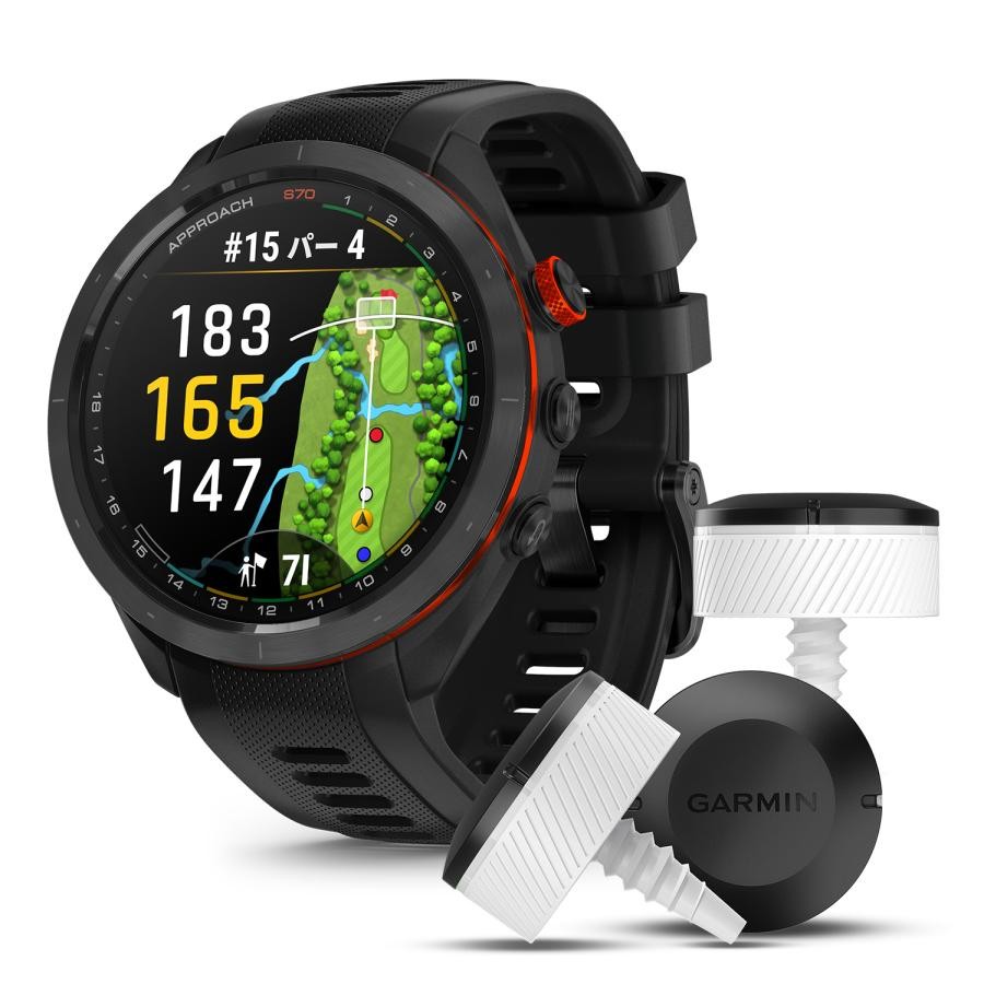 GARMIN ガーミン GPS距離計 APPROACH S70 47MM CT10 3個付き限定セット ブラック 0753759341633