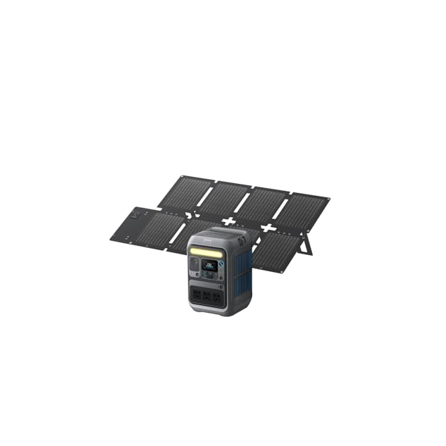 ANKER Solix C300 Portable Power Station with Solix PS60 Compact Portable Solar Panel B17225Z1 ダークグレー