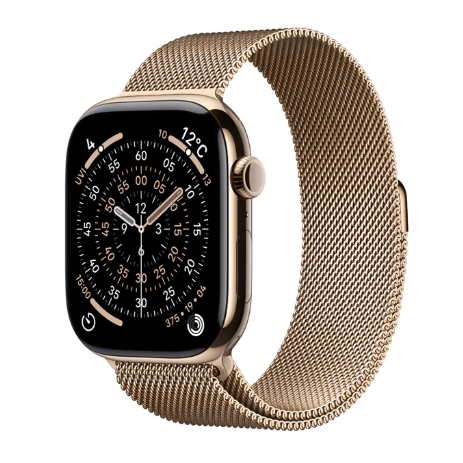 Apple Watch Series 11 GPS+Cellularモデル 46mm MFD74J/A [ゴールドチタニウムケース・ゴールドミラネーゼループ S/M]