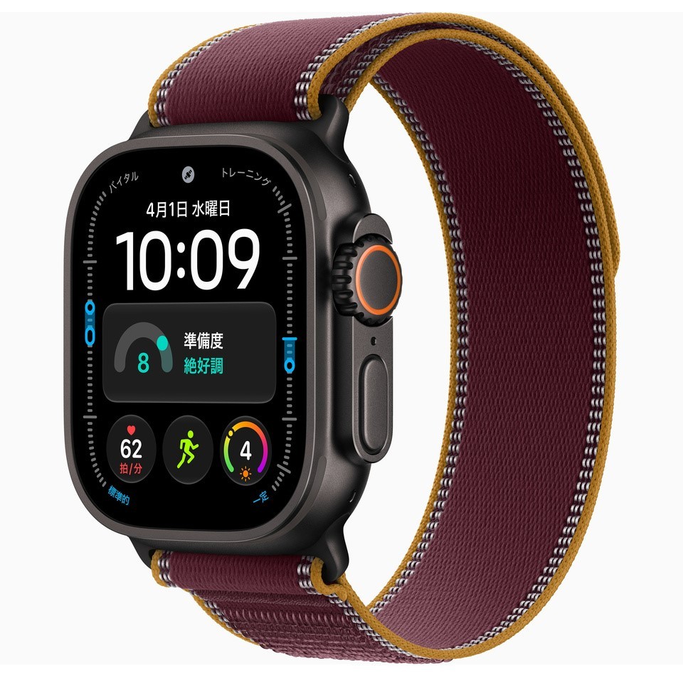 Apple Watch Ultra 4 GPS+Cellularモデル 49mm MJC44X/A ブラック・バーガンディトレイルループ M/L
